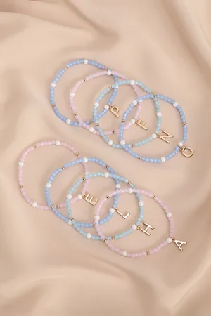 Next Tone Inital Pastel Stretch Beaded Bracelet Letter
