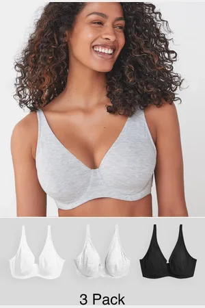 Next /Grey Marl/White Non Pad Full Cup DD+ Cotton Blend Ultimate Comfort Bras 3 Pack