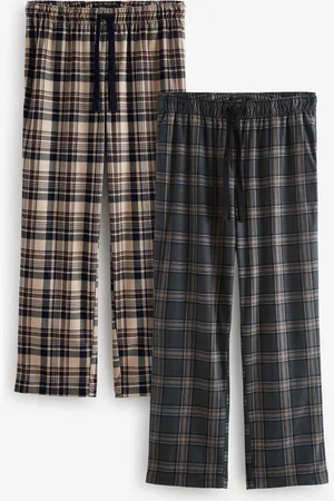 Next /Stone Check Motionflex Cosy Pyjama Bottoms 2 Pack