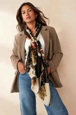 Next Ecru Floral Print Plisse Lightweight Scarf