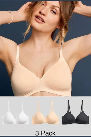 Next /White/Pastel Rose Nude Pad Non Wire Cotton Blend Ultimate Comfort Bras 3 Pack A-E