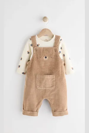 Next Corduroy 100% Cotton Baby Dungarees and Bodysuit Set (0mths-2yrs)