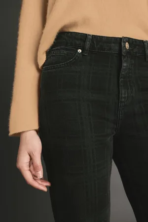 Next Checked Straight Leg 100% Cotton Jeans