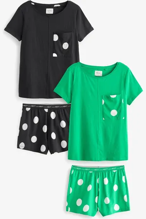 Next /Green Polka Dot Short Sleeve 100% Cotton Pyjama Sets 2 Pack