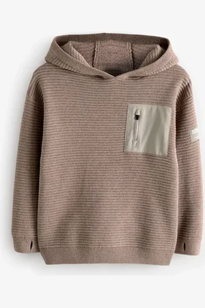 Next Taupe 100% Cotton Utility Knitted Hoodie (3-16yrs)