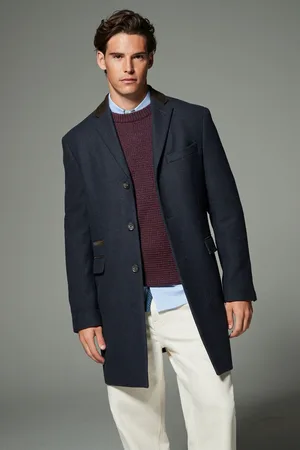 Next Blue Wool Rich Epsom Coat with Cord Collar