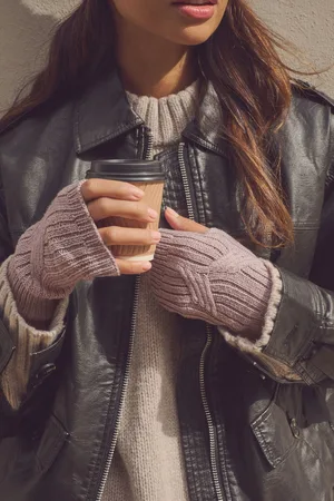 Next With Gold Sparkle Cable Knit Handwarmer