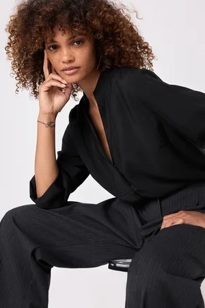 Next Long Sleeve Textured Overhead V-Neck Blouse
