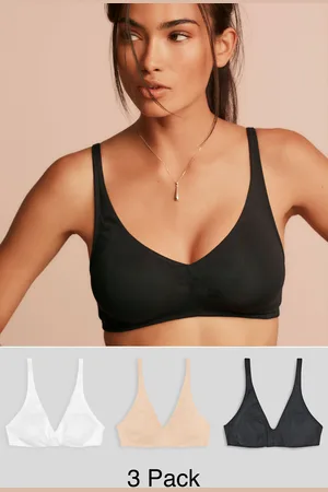 Next /White/Pastel Rose Nude Non Pad Non Wire Cotton Blend Ultimate Comfort Bras 3 Pack A-E