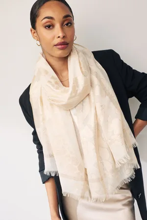 Next Ecru Burnout Lightweight Scarf with Sparkle