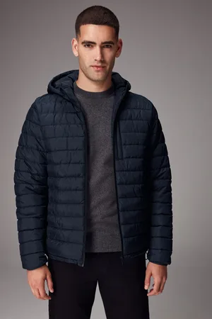 Next Blue Shower Resistant Lightweight Hooded Puffer Coat Jacket