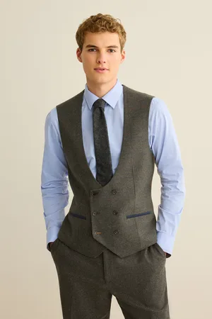 Next Regular Fit Trimmed Check Waistcoat