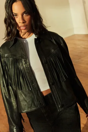 Next N. Premium Genuine Leather Fringed Jacket