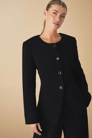 Next Button Through Collarless Blazer