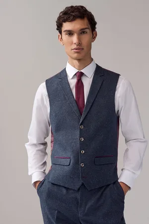 Next Blue Trimmed Neppy Signature Nova Fides Suit Waistcoat