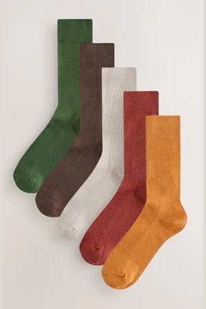 Next Red/ /Brown Ribbed Socks 5 Pack