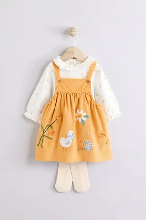 Next Ochre Character Baby Pinafore Long Sleeve Bodysuit & Tights Set (0mths-2yrs)