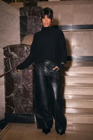 Next N. Premium Real Leather Wide Leg Trousers