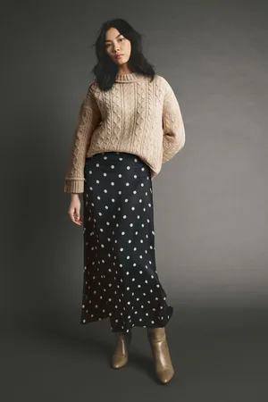 Next Polka Dot Printed Satin Midi Skirt