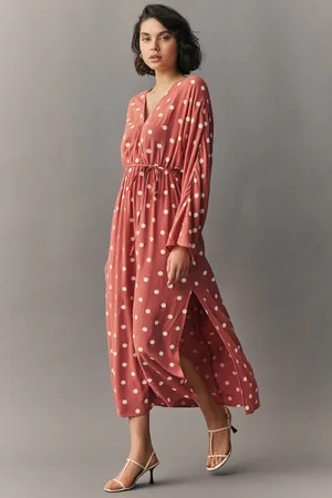 Next Terracotta and Spot Kimono Sleeve Tie Waist Maxi Dress