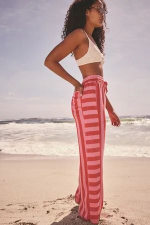 Next Wide Leg Pull On Striped Trousers