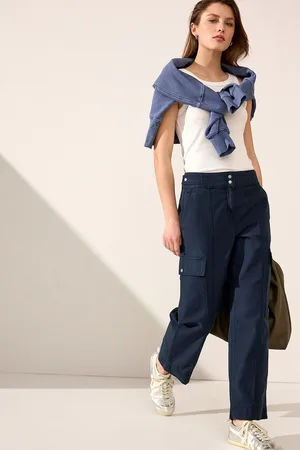 Next 100% Cotton Cargo Barrel Leg Trousers