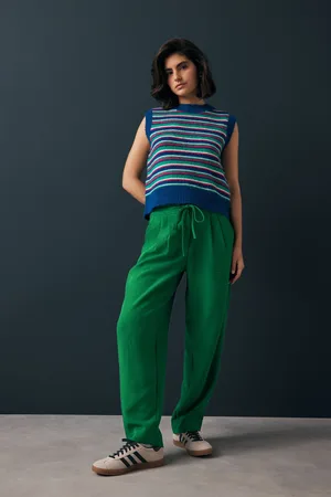 Next Bright Barrel Leg Crepe Trousers