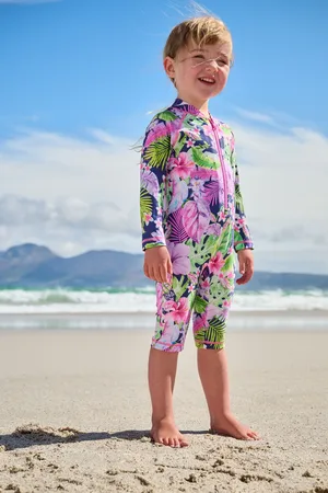 Next /Purple Tropical Long Leg Sunsafe Swimsuit (3mths-8yrs)