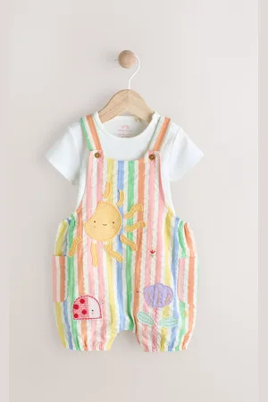 Next Multi Baby Short Sleeve Bodysuit and Dungarees Set (0mths-2yrs)
