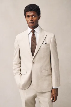 Next Regular Fit Linen Blend Check Suit Jacket