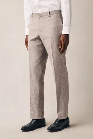 Next Striped Linen Blend Tailored Fit Suit Trousers