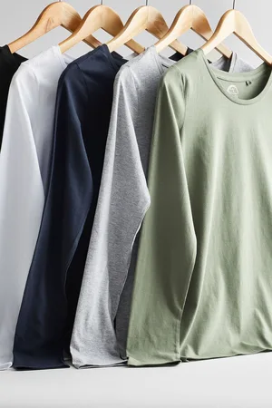 Next /White/Grey/Blue/Green 100% Cotton Long Sleeve Tops 5 Pack