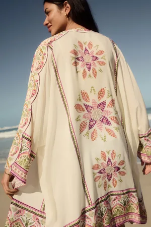 Next Bright Paisley Print Longline Kimono Cover-Up