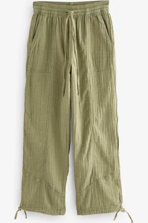 Next Khaki 100% Cotton Double Cloth Pull-On Harem Trousers