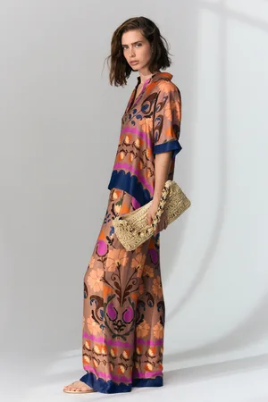 Next Floral Print Wide Leg Satin Trousers