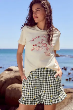 Next & White 100% Cotton Embroidered Gingham Boy Shorts