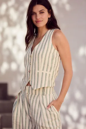 Next /Ecru Striped Waistcoat with Linen