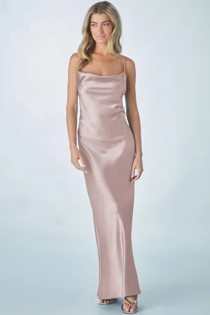 Next Dusky Bridesmaid Satin Cowl Neck V-Back Maxi Dress