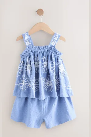 Next Floral Embroidered Vest & Shorts Set (3-16yrs)