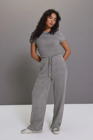 Next Wide Leg Drawstring Textured Trousers