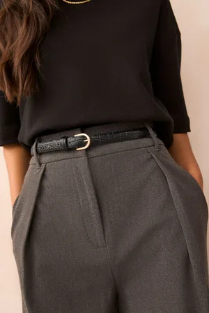 Next Croc Skinny Leather Belt