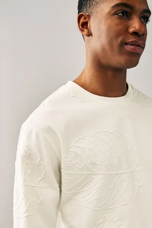 Next Ecru Premium Texture Crew Sweatshirt