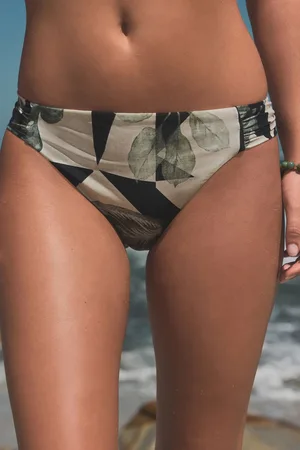 Next /Ecru Leaf High Leg Print Bikini Bottoms