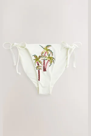 Next Palm Sequin Tie Side Bikini Bottoms