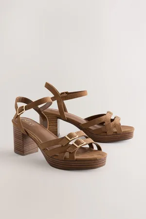 Next Forever Comfort Round Toe Low Strap Buckle Detail Platform Sandals