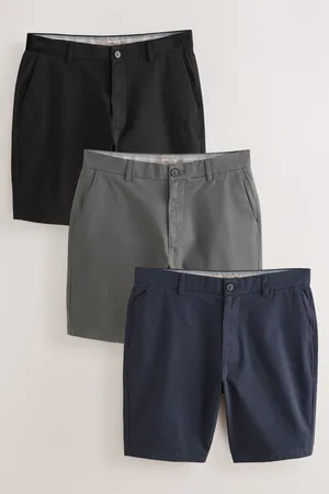 Next /Navy/Charcoal Slim Fit Stretch Chinos Shorts 3 Pack