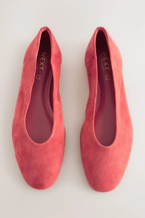 Next Coral Standard/Wide Fit Forever Comfort Leather Round Toe Ballerinas