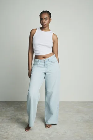 Next Bleach 100% Cotton Hourglass Wide Leg Jeans