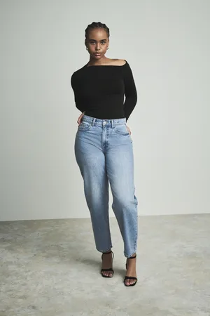 Next Mid 100% Cotton Hourglass Barrel Leg Jeans