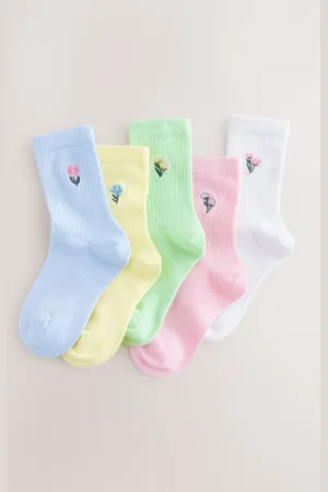 Next Multi 5 Pack Cotton Rich Embroidered Ankle Socks